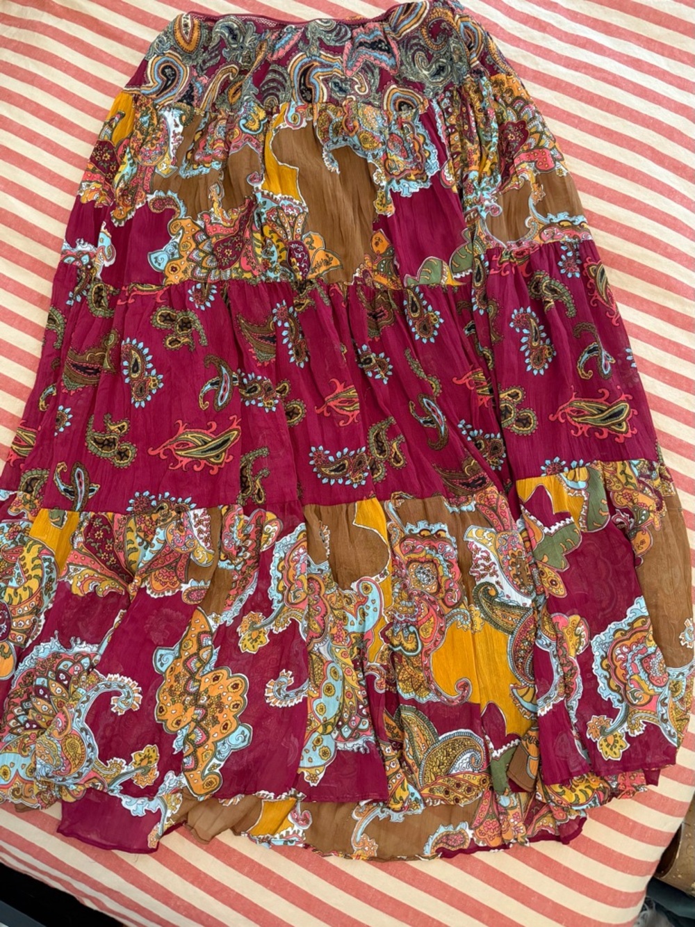 JohnPaulRichard Burgundy Multi Paisley Maxi Skirt